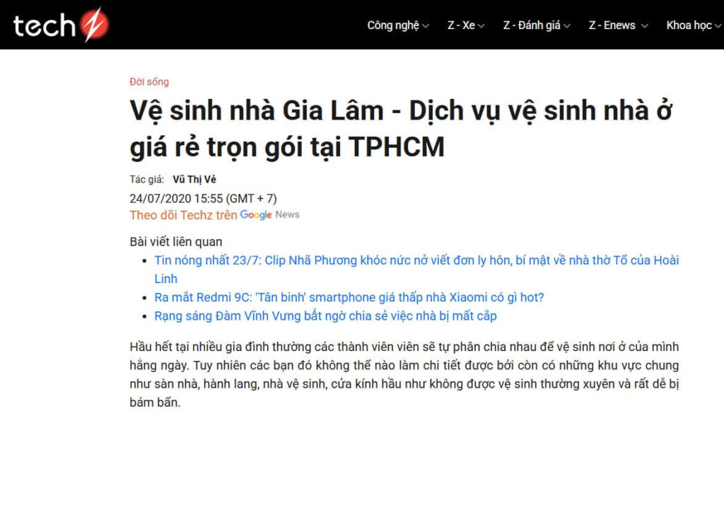teck noi ve ve sinh nha gia lam